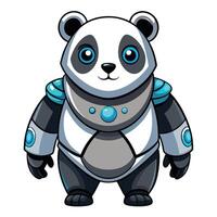 Stylish futuristic robotic panda displaying a metal body and vibrant yellow lights vector