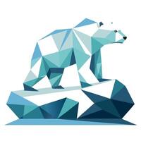 Polygonal polar bear walking on arctic ice illustration design vector