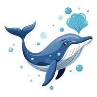 Huge whale swimming beneath the surface with bubbles illustration vector