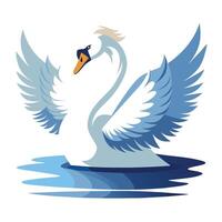 Elegant swan with outstretched wings on a peaceful lake art vector