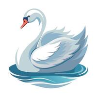 Serene swan floating peacefully on water with delicate ripples art vector