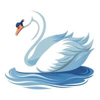 Elegant white swan gliding on a calm lake with gentle ripples art vector