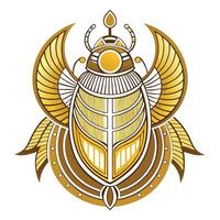 Golden sacred scarab beetle with intricate egyptian motifs vector