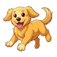 Energetic happy golden retriever puppy sprinting with its tongue out and wagging vector