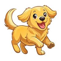 Playful happy golden retriever puppy running with its tongue hanging out joyfully vector