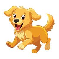 Joyful happy golden retriever puppy dashing with its tongue out in a cute way vector