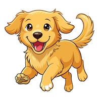 Cheerful happy golden retriever puppy galloping with its tongue out happily vector