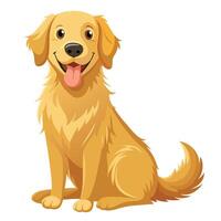 Loyal golden retriever sitting happily with its tongue out illustration vector