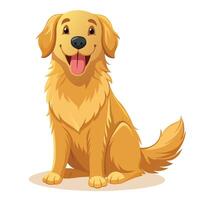 Faithful loyal golden retriever looking content while sitting with its tongue out vector