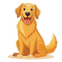Affectionate loyal golden retriever sitting happily with its tongue slightly out vector