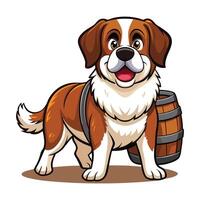 Devoted st bernard dog with a cask around its neck illustration vector