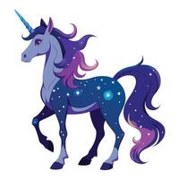 Enchanted unicorn with a celestial galaxy texture art illustration vector