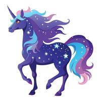 Fantasy unicorn with a cosmic pattern and glowing mane art vector
