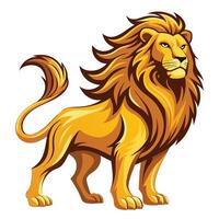 Powerful mighty lion with a flowing golden mane looking confident and regal in vector