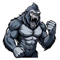 Dominant mighty silverback gorilla beating its powerful chest with intense energy vector