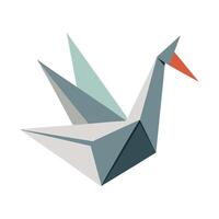 Simple minimalist origami crane showing delicate paper creases in a design vector
