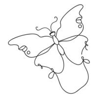 Stylish minimalist butterfly outlined by a single unbroken line in vector