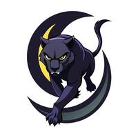 Enchanted mystical black panther rising from a mystical crescent moon in art vector