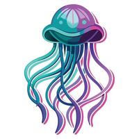 Radiant neon glow jellyfish with abstract futuristic light effects in graphic vector