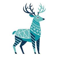 Nordic inspired reindeer with minimalist line patterns illustration vector