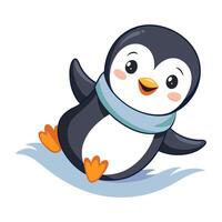 Cute penguin chick sliding on ice using its flippers art vector