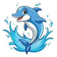 Cute dolphin leaping from the water with a happy expression art vector
