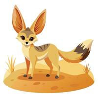 Playful fennec fox with huge ears standing in a desert vector