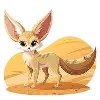 Cute fennec fox with big ears standing in the sand art vector