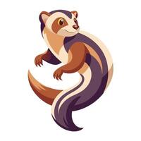 Playful ferret jumping with a twisting body in a dynamic pose vector