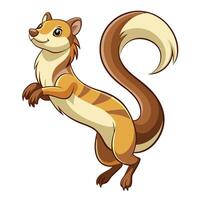 Cute ferret leaping with a curled body in a playful motion art vector