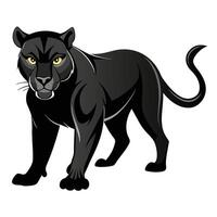 Dominant powerful black panther moving with a watchful gaze in art vector