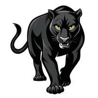 Strong powerful black panther prowling with a focused gaze in the darkness vector