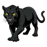 Intense powerful black panther walking with a stealthy gaze in the shadows vector