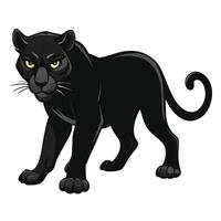 Mighty powerful black panther striding with a piercing gaze in the night vector