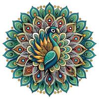 Majestic peacock with its vibrant plumage fully displayed illustration vector