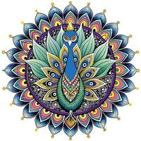 Elegant peacock with its colorful feathers spread in a royal manner art vector