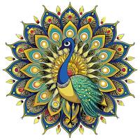 Royal peacock with its feathers fanned out in a majestic display vector