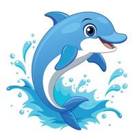Smiling dolphin jumping out of the ocean with a big splash vector