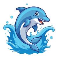 Happy dolphin leaping from the sea with a large splash art vector