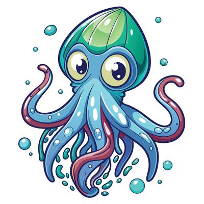 Squid ink clouding the water with tentacles splayed out