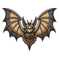 Automaton bat with mechanical wings and cog details art illustration vector