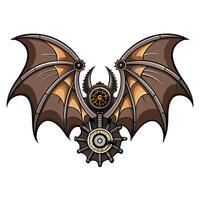 Steampunk bat with intricate mechanical wings and gear details vector