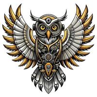Clockwork owl with detailed mechanical gears and design art vector