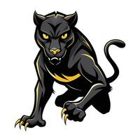 Striking stylized black panther with intensely glowing yellow eyes in art vector