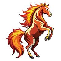 Majestic strong stallion rearing up with a fiery mane and tail in art vector