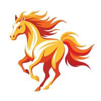 Dynamic stylized horse charging with a mane resembling flames in graphic vector