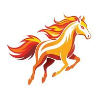 Powerful stylized horse sprinting with a fiery mane in a design vector