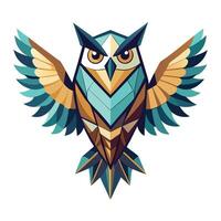 Unique stylized owl with broad wings in a geometric and modern art vector