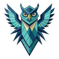 Modern stylized owl with wings spread wide in a geometric abstract design vector