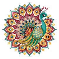 Chic stylized peacock with a tail creating a vibrant botanical design vector